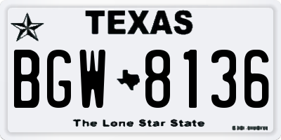TX license plate BGW8136