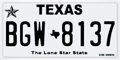 TX license plate BGW8137