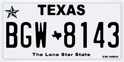 TX license plate BGW8143