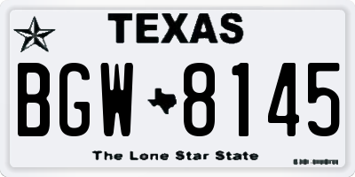 TX license plate BGW8145