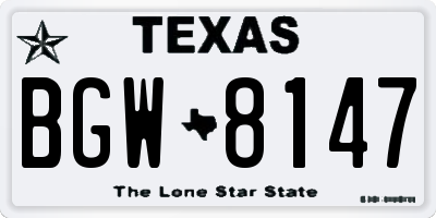 TX license plate BGW8147