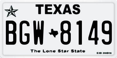 TX license plate BGW8149
