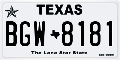 TX license plate BGW8181