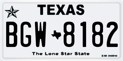 TX license plate BGW8182