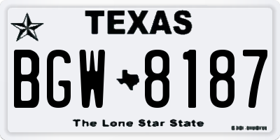 TX license plate BGW8187