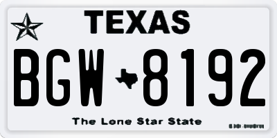 TX license plate BGW8192