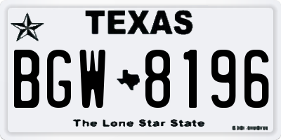 TX license plate BGW8196