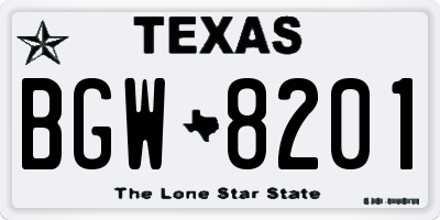 TX license plate BGW8201