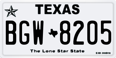 TX license plate BGW8205