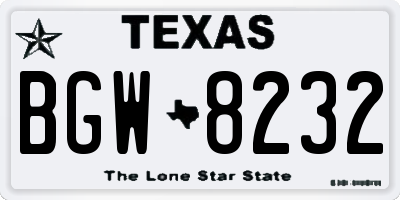 TX license plate BGW8232
