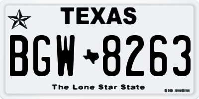 TX license plate BGW8263