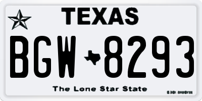 TX license plate BGW8293