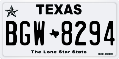 TX license plate BGW8294