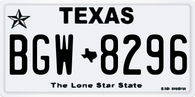 TX license plate BGW8296