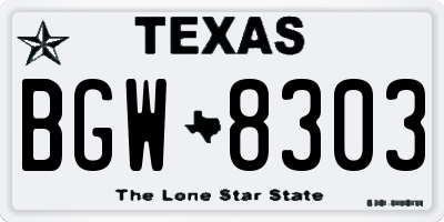 TX license plate BGW8303