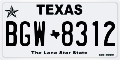 TX license plate BGW8312