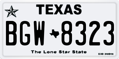 TX license plate BGW8323