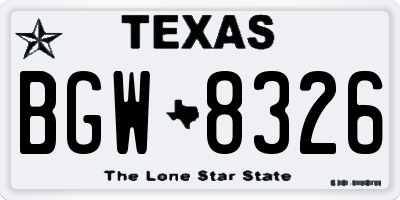 TX license plate BGW8326
