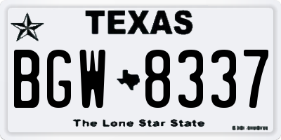 TX license plate BGW8337