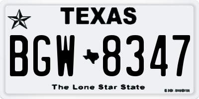 TX license plate BGW8347