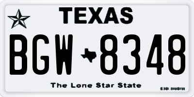 TX license plate BGW8348