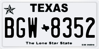 TX license plate BGW8352