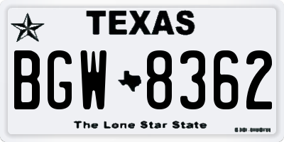 TX license plate BGW8362