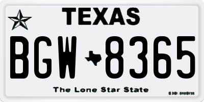 TX license plate BGW8365