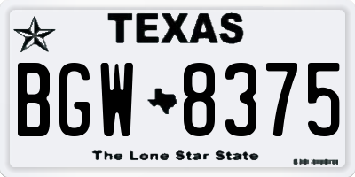TX license plate BGW8375