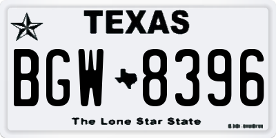 TX license plate BGW8396
