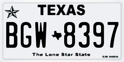 TX license plate BGW8397