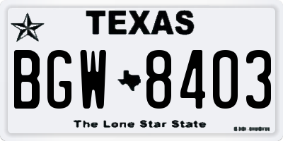 TX license plate BGW8403