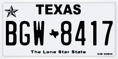 TX license plate BGW8417