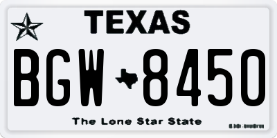 TX license plate BGW8450