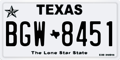 TX license plate BGW8451