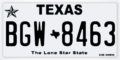 TX license plate BGW8463