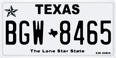 TX license plate BGW8465