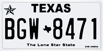 TX license plate BGW8471