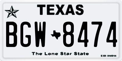 TX license plate BGW8474