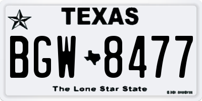 TX license plate BGW8477