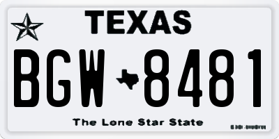 TX license plate BGW8481