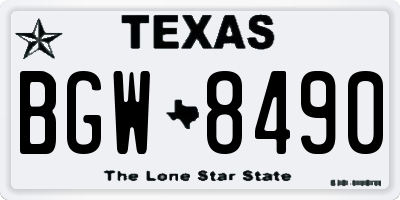 TX license plate BGW8490