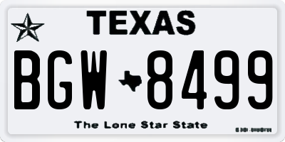 TX license plate BGW8499