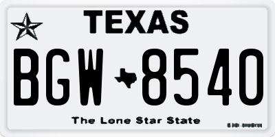 TX license plate BGW8540