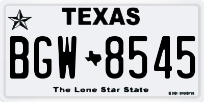 TX license plate BGW8545