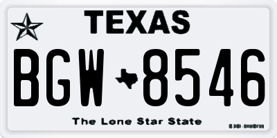 TX license plate BGW8546