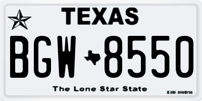 TX license plate BGW8550