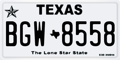 TX license plate BGW8558