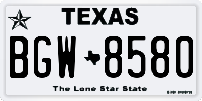 TX license plate BGW8580