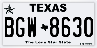 TX license plate BGW8630